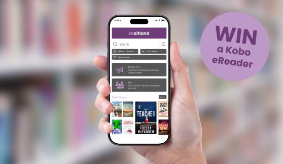 hand holding a phone with library app