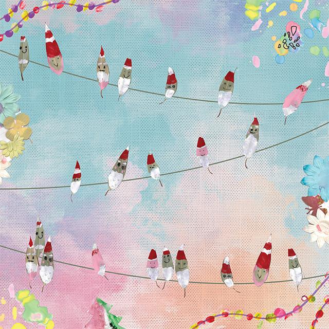 Hand painted eucalyptus leaves to depict Santa Claus