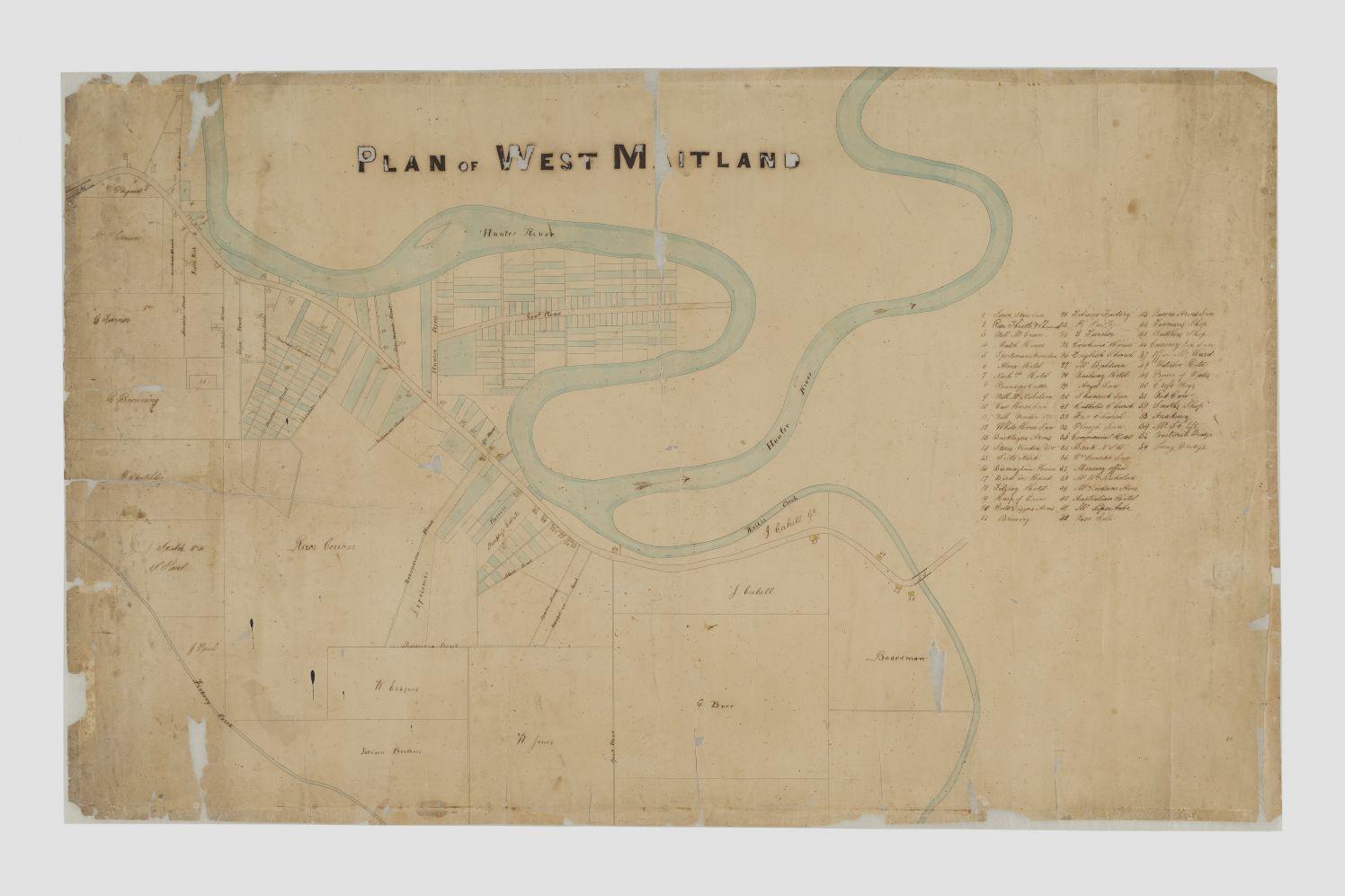 An Early Map - Plan of West Maitland, 1858